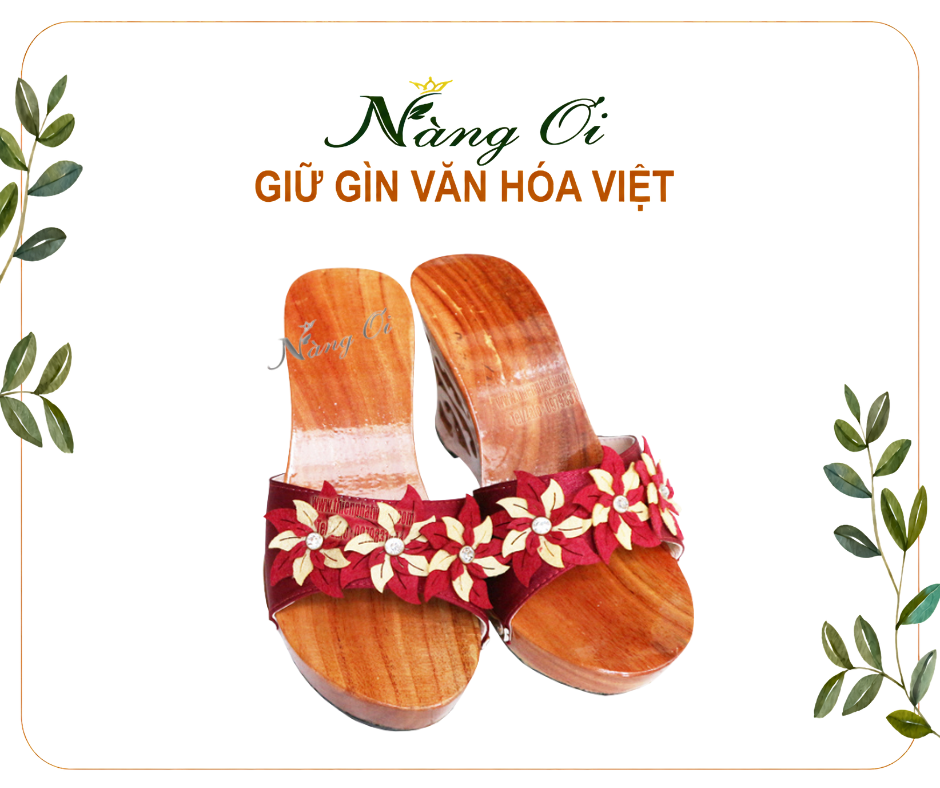 Traditional Wooden Clogs with 10cm Ornate Heel
